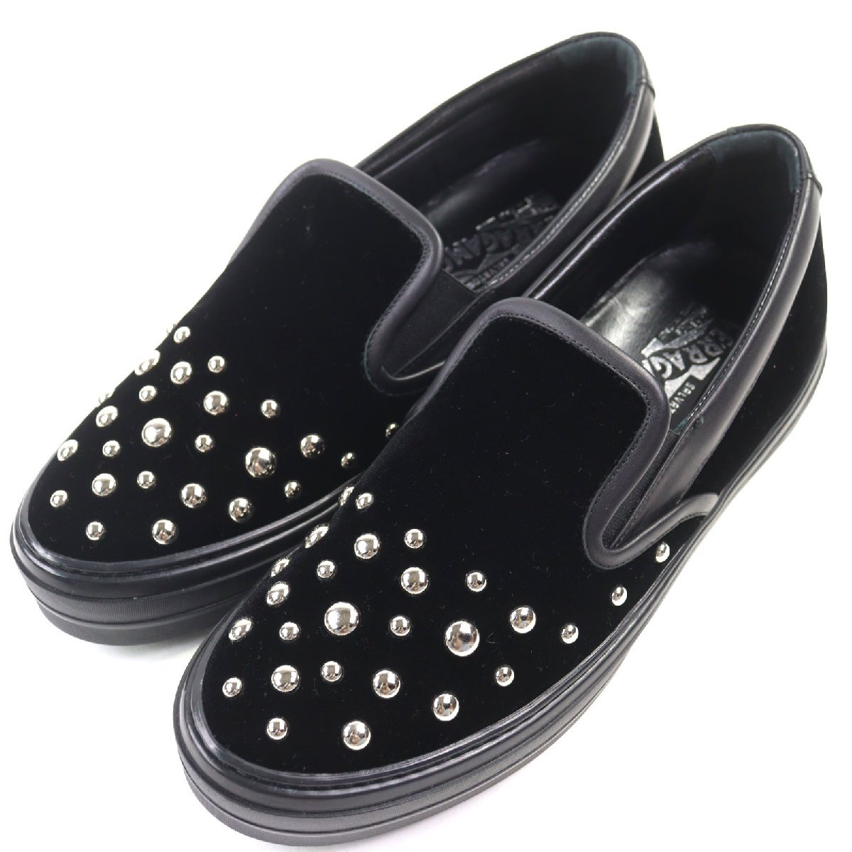  превосходный товар *Salvatore Ferragamo Salvatore Ferragamo RY5822 PACAU ROCK заклепки bell спальное место спортивные туфли туфли без застежки 8 коробка * пакет есть сделано в Италии 