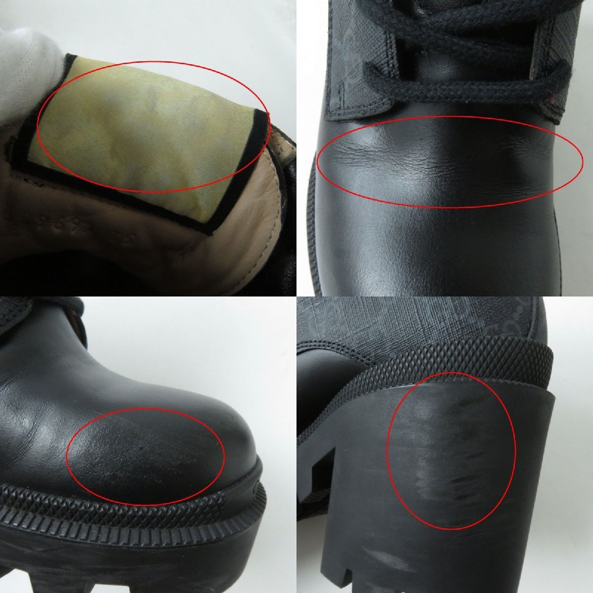 【ドンドン見直し】良品★定価145200円 グッチ 659691 GG ウィメンズ アンクルブーツ GGスプリームキャンバス×レザー グレー×黒 35_画像10