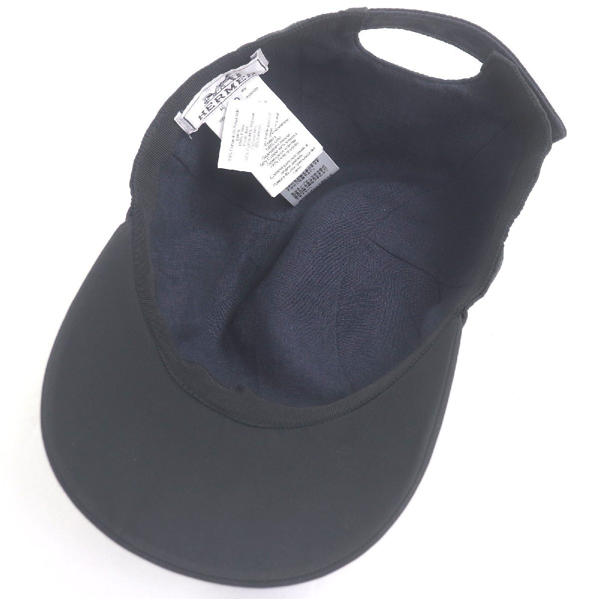 美品□HERMES エルメス マイルス セリエボタン レザーパッチ ベースボールキャップ 帽子 チャコール 59 ドイツ製 正規品 メンズオススメ_画像4