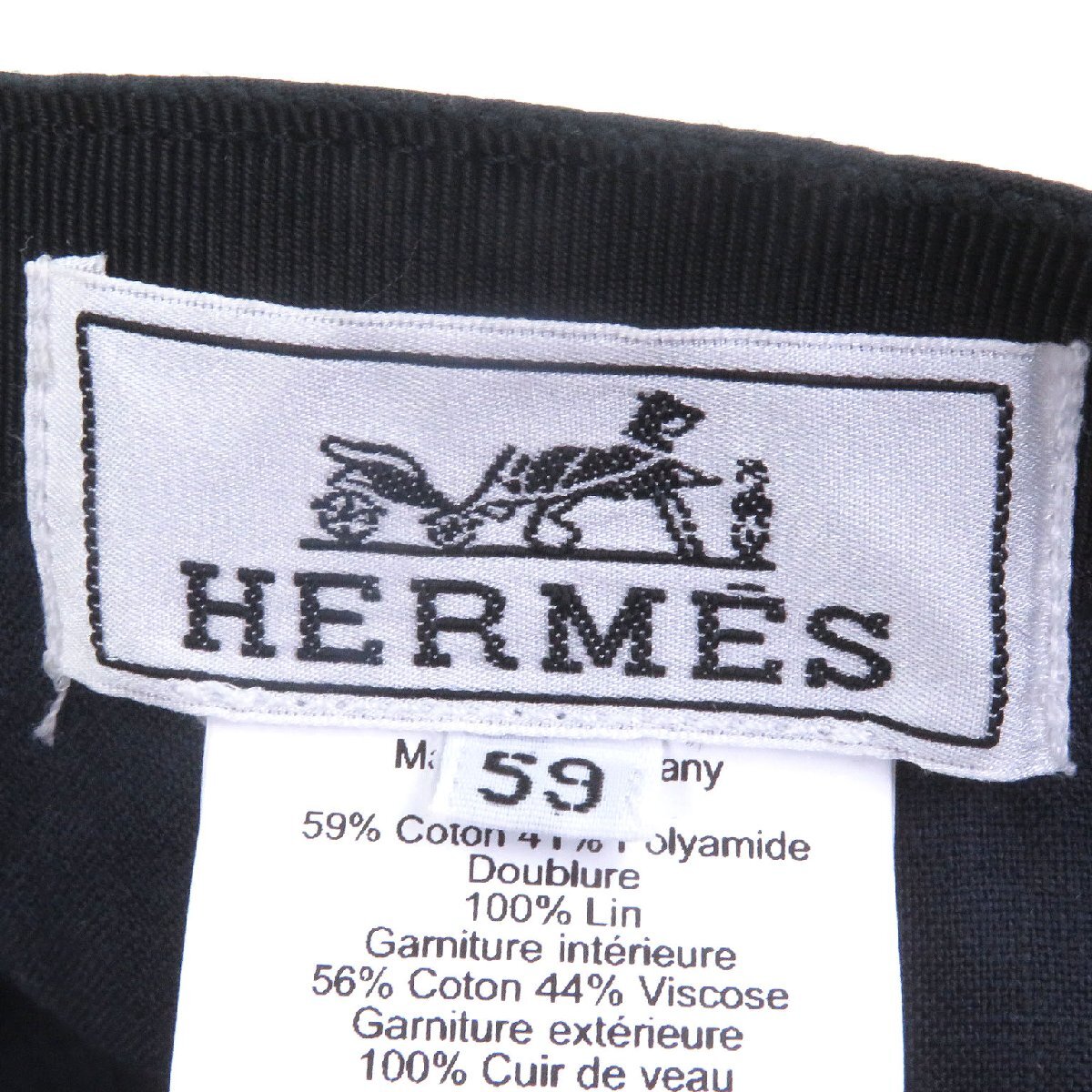 美品□HERMES エルメス マイルス セリエボタン レザーパッチ ベースボールキャップ 帽子 チャコール 59 ドイツ製 正規品 メンズオススメ_画像7