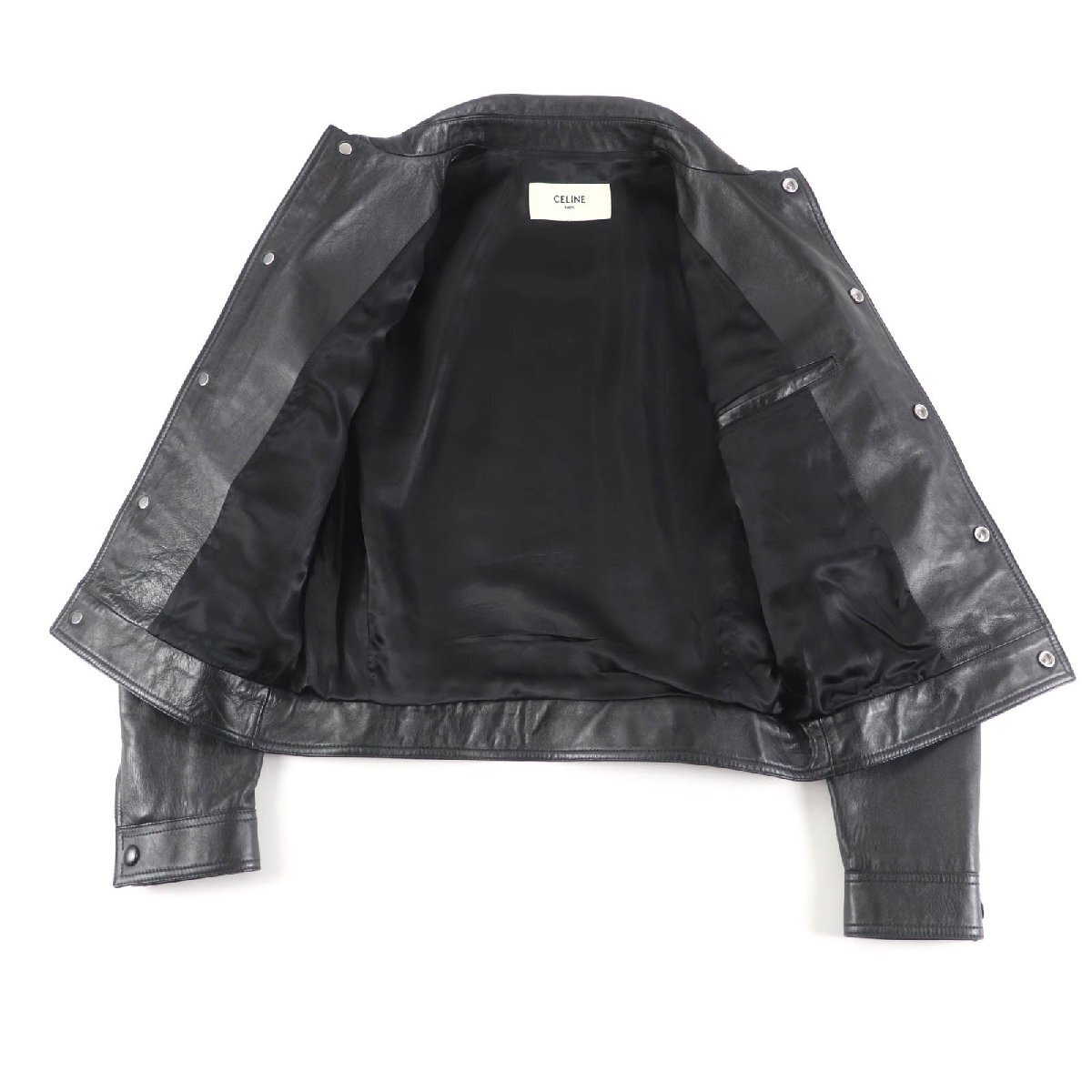 美品★CELINE セリーヌ 2F017291D アビエーター ソフトドラム ラムスキン ジャケット アウター ブラック 44 イタリア製 正規品 メンズ_画像4
