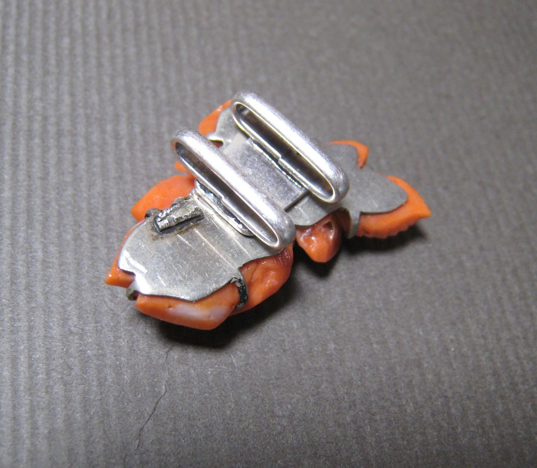 珊瑚　薔薇　彫刻　ミニ　3.5ｃｍ　帯留　アンティーク　着物　帯飾り　花　和装小物_画像8