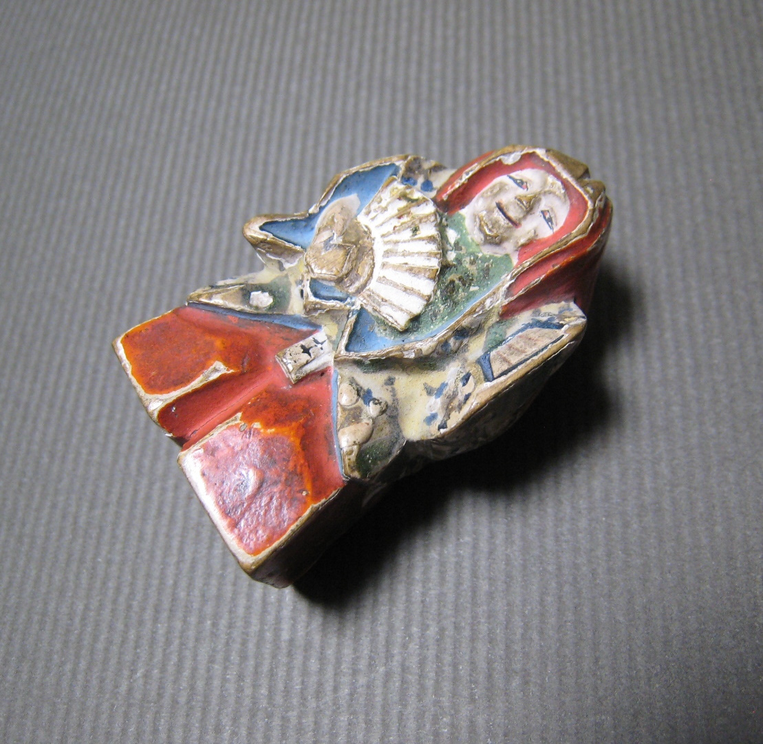 奈良 一刀彫 彩色 根付 2点 木彫 能楽 4.8cm 提げ物 骨董 時代 人形  委託品_画像4