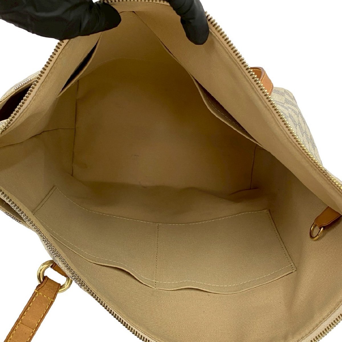 極 美品 袋付き LOUIS VUITTON ルイヴィトン トータリー MM ダミエアズール レザー 本革 トートバッグ ハンドバッグ ホワイト 254-2_画像10