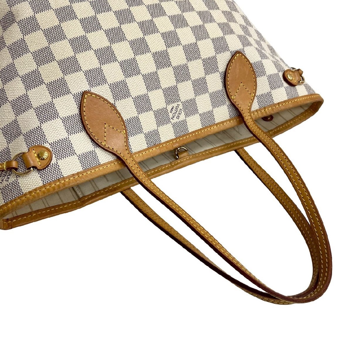 極 美品 LOUIS VUITTON ルイヴィトン ネヴァーフル PM ダミエ アズール レザー 本革 トートバッグ ハンドバッグ オフホワイト s716a_画像5