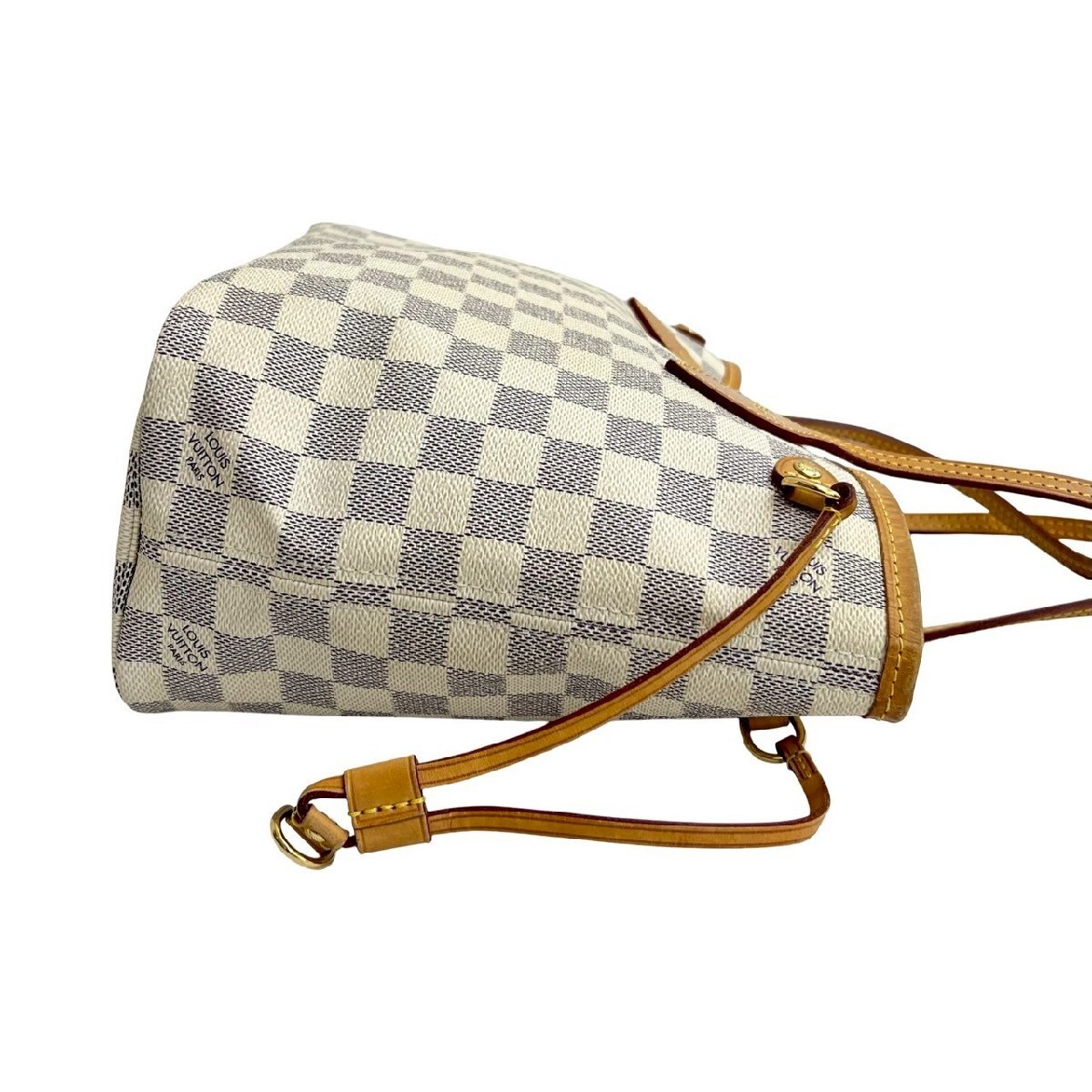 極 美品 LOUIS VUITTON ルイヴィトン ネヴァーフル PM ダミエ アズール レザー 本革 トートバッグ ハンドバッグ オフホワイト s716a_画像7
