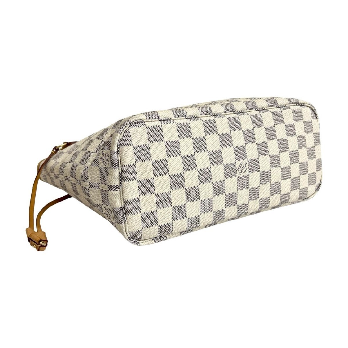 極 美品 LOUIS VUITTON ルイヴィトン ネヴァーフル PM ダミエ アズール レザー 本革 トートバッグ ハンドバッグ オフホワイト s716a_画像8