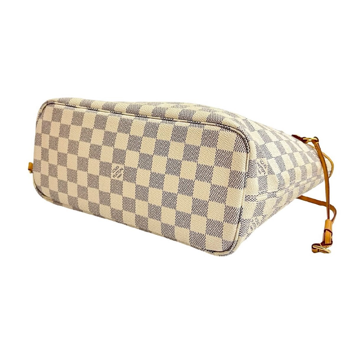 極 美品 LOUIS VUITTON ルイヴィトン ネヴァーフル PM ダミエ アズール レザー 本革 トートバッグ ハンドバッグ オフホワイト s716a_画像9