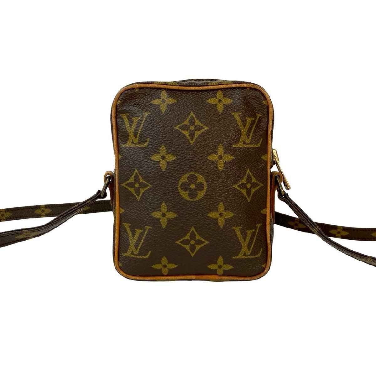 極 美品 LOUIS VUITTON ルイヴィトン ヴィンテージ ミニ ダヌーブ モノグラム レザー ミニ ショルダーバッグ ポシェット ブラウン 51755_画像4