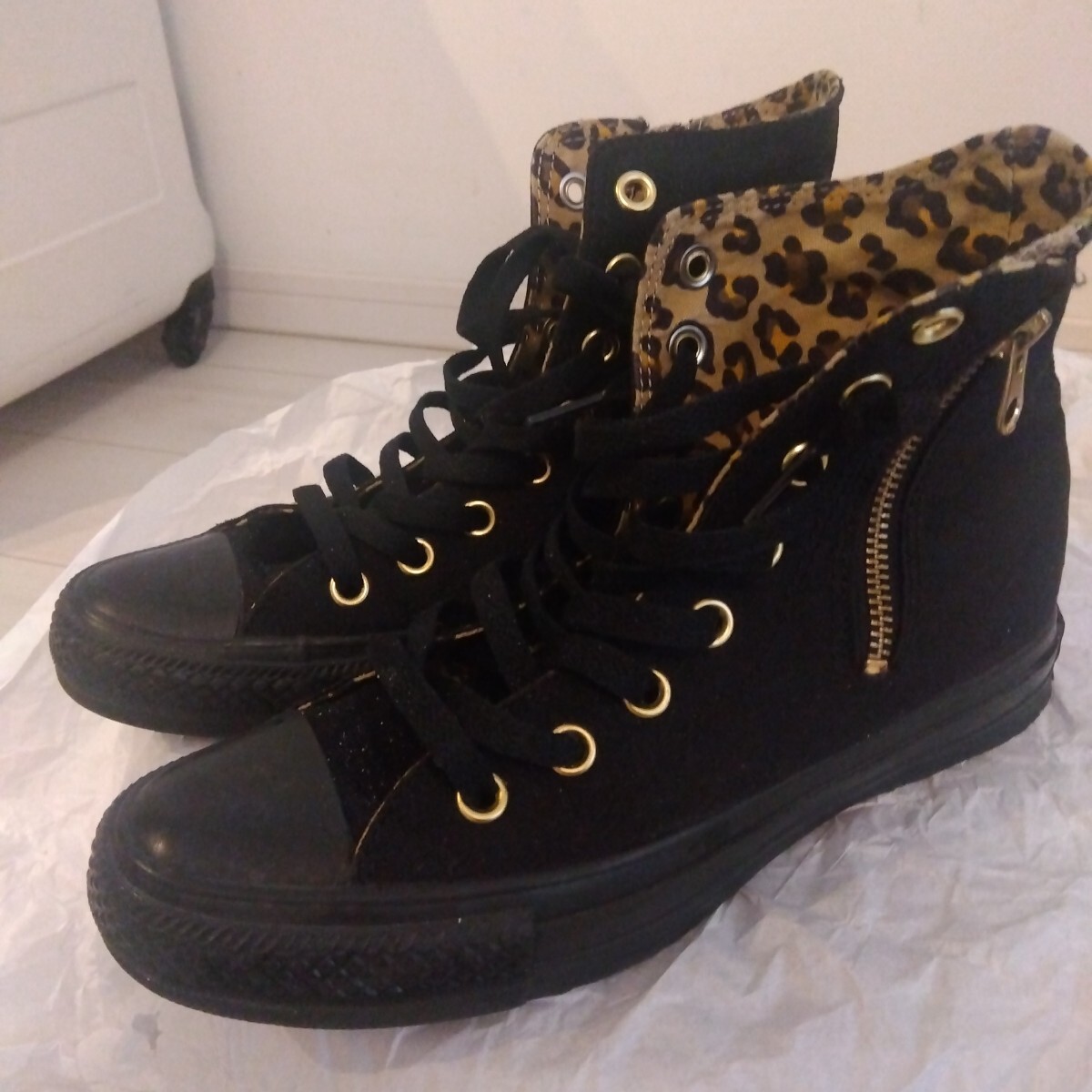 コンバース CONVERSE HI レオパード スニーカー ハイカット ブラック オールスター ALL STAR_画像1