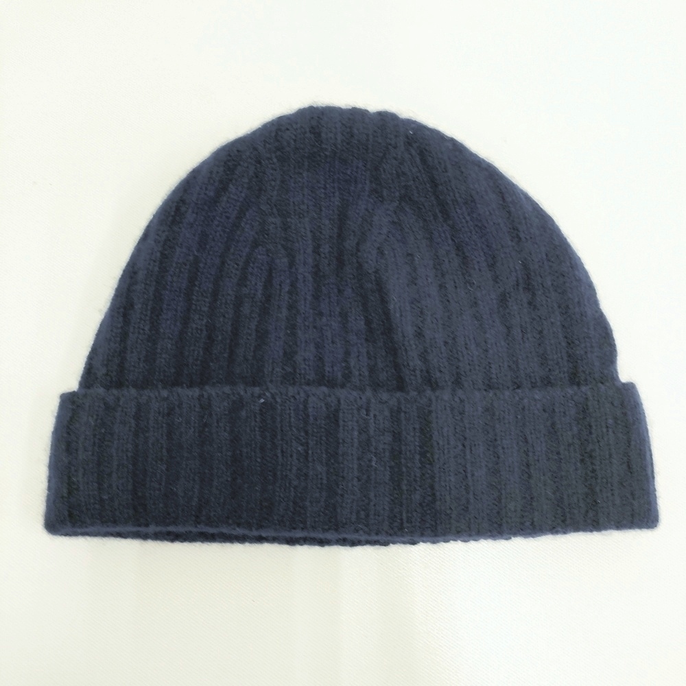 5-1021T◎HUG O WaR ウールカシミヤ サイズF ニット帽 帽子 ニットキャップ ネイビー ハグオーワー 263756_画像2