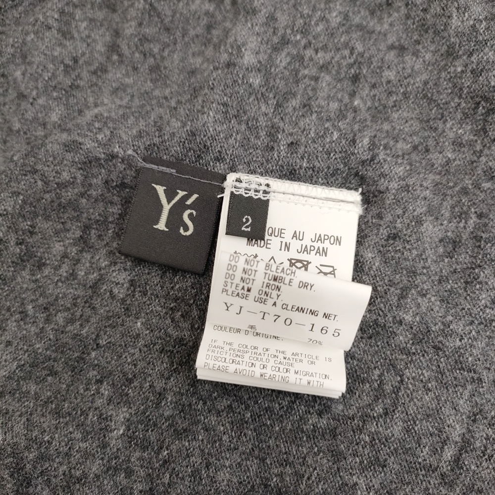 5-1030T◎Y's ウールギャザーカーディガン Yj-T70-165 サイズ2 カーディガン チャコールグレー ワイズ/Yohji 270508_画像3