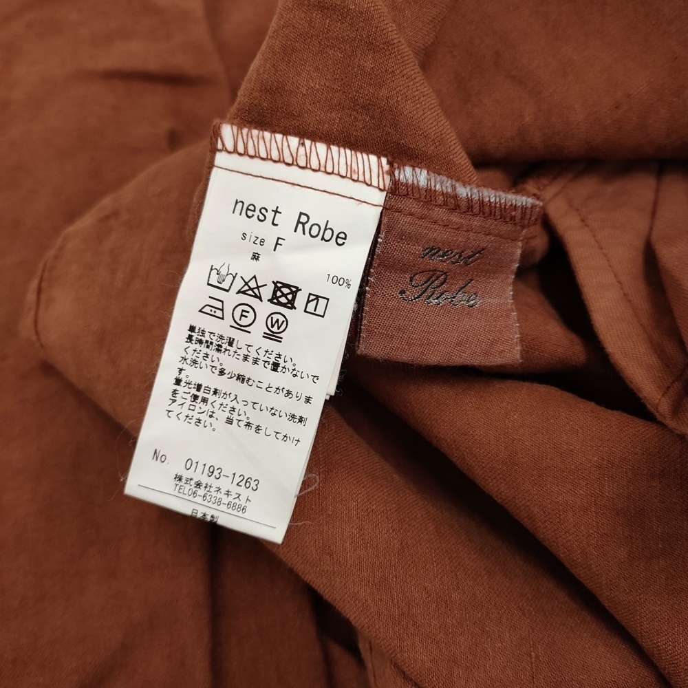 5-1031M♪nest Robe 起毛リネンワークチュニック 定価36000円 ワンピース チュニック 19AW ブラウン ネストローブ 268794_画像3