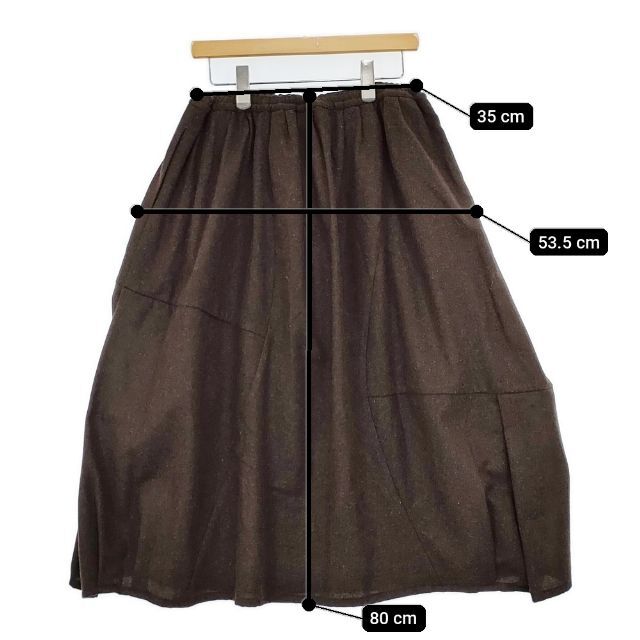 5-1030T∞Y's for living 切替 コクーン ウール ロングスカート ブラウン ワイズフォーリビング/Yohji 265732_画像5