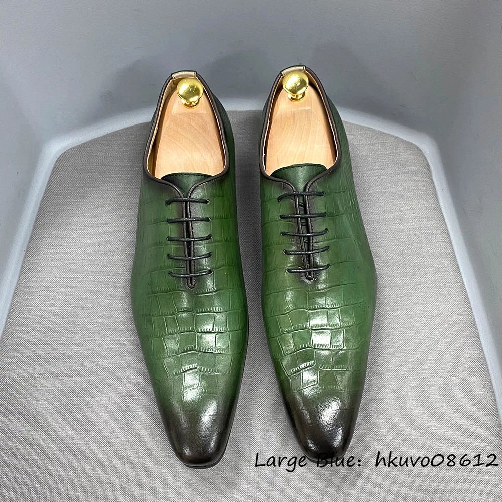 定価11万超&新品 本革 レザーシューズ メンズ 鰐柄 ビジネスシューズ 職人手作り ドレスシューズ 牛革 革靴 紳士靴 フォーマル 黒 24.5cm