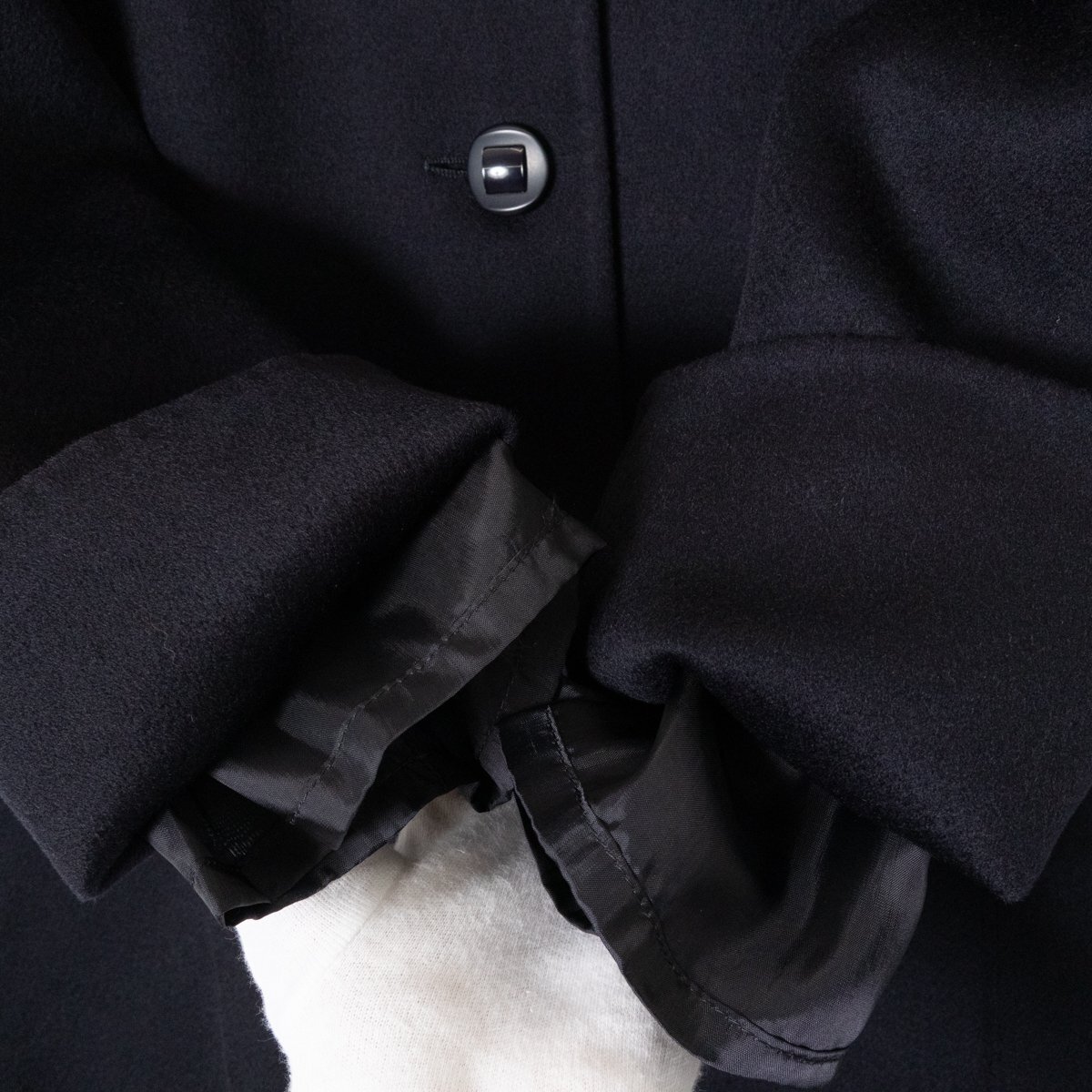 GIOVANNI MANIGLIA ジョバンニマニーリア レリアン ステンカラーコート ファー脱着 42サイズ レディース 婦人 アウター ネイビー カシミヤ_画像8