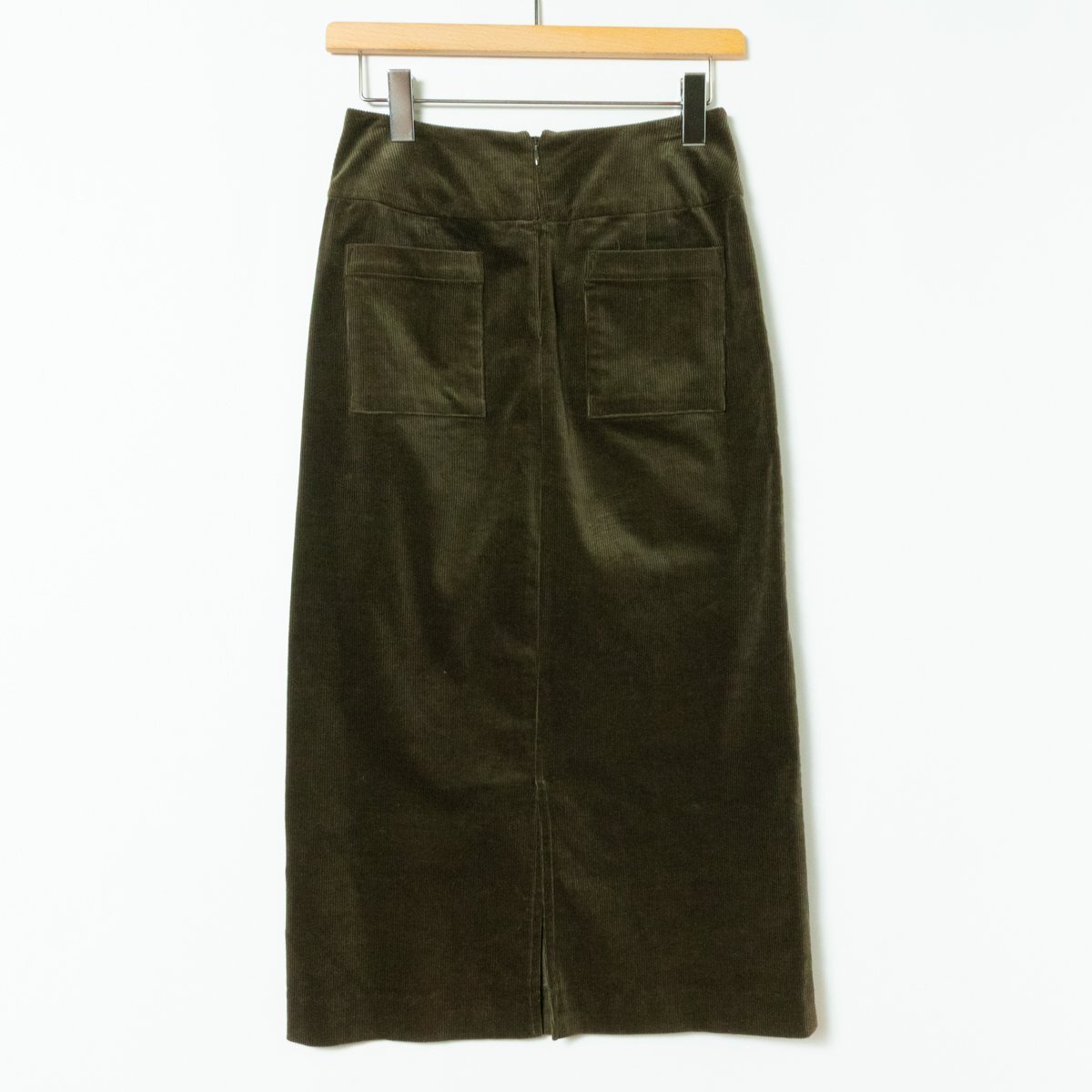 URBAN RESEARCH DOORS アーバン リサーチ ドアーズ コーデュロイラップストレートスカート 36 カーキ オリーブ ロング 大人カジュアル_画像6