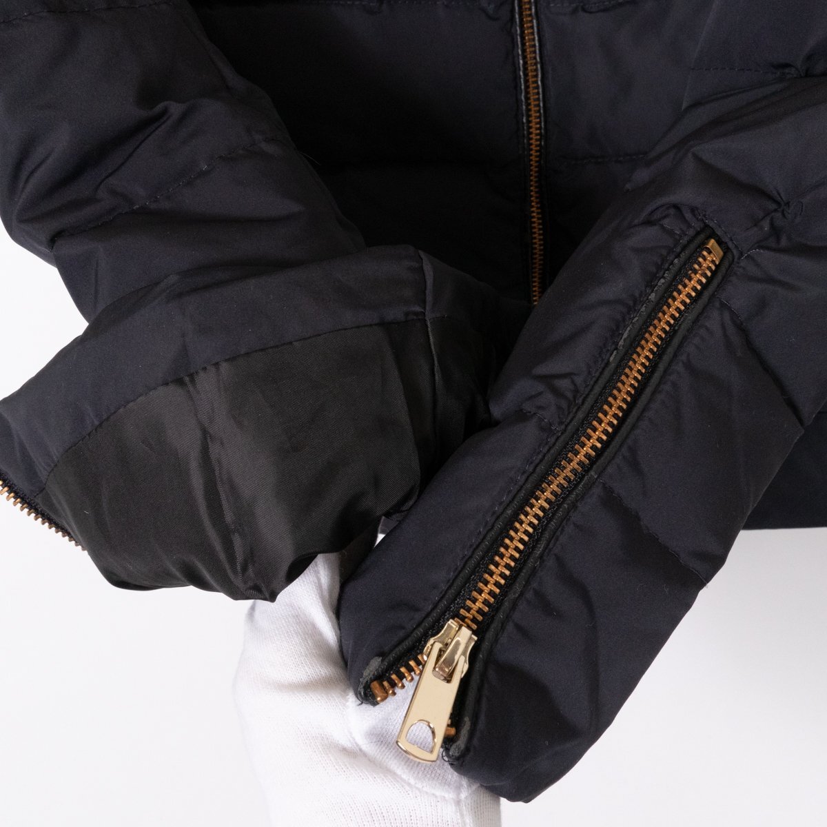 ZARA BASIC ザラベーシック 裏ファー付き ダウンジャケット Mサイズ ネイビー レディース 婦人 女性 トップス アウター フード脱着 細身_画像9
