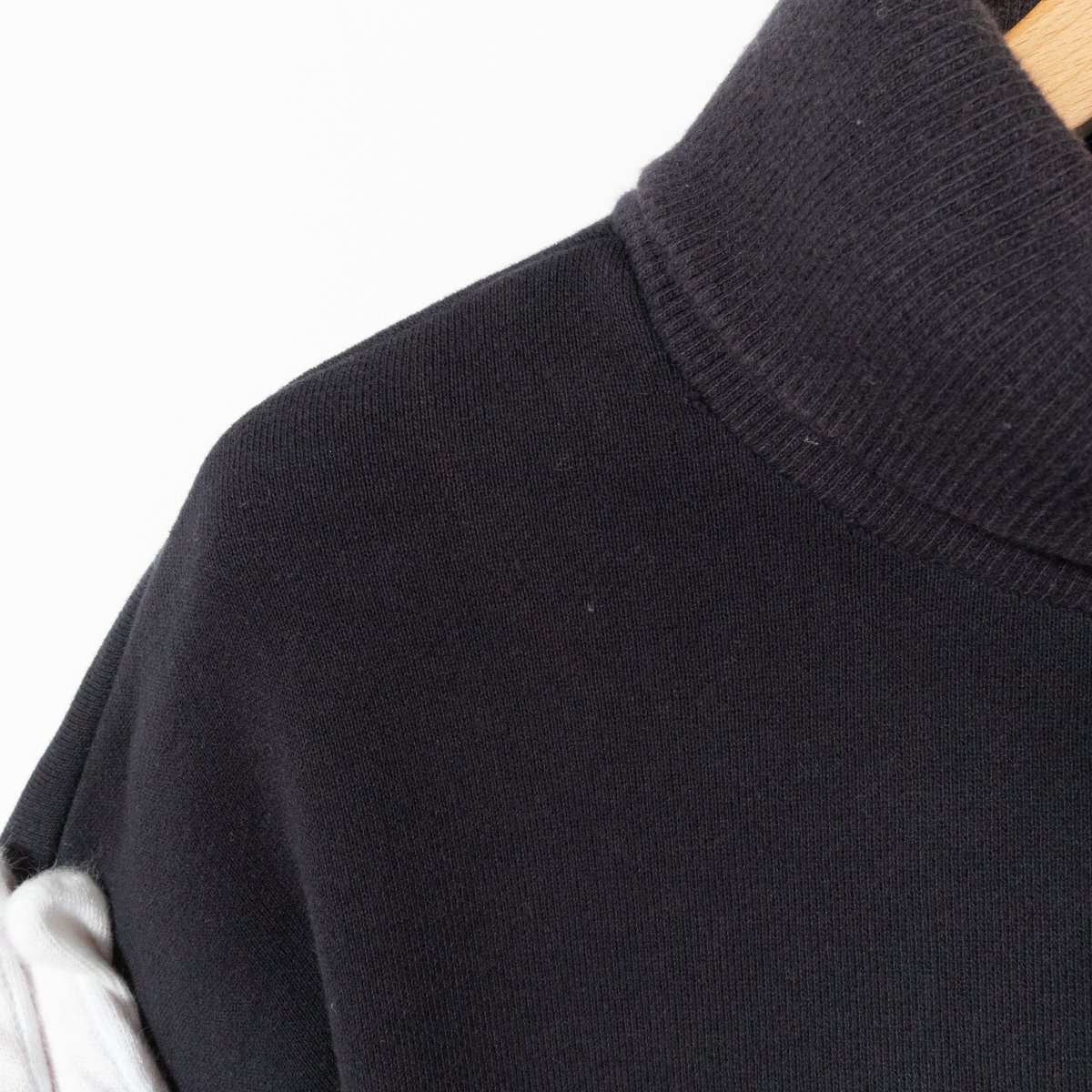 Verybrain ベリーブレイン オフタートルマリン柄プルオーバー トレーナー ショート丈 ダークネイビー 紺 Mサイズ コットン 綿 裏起毛 刺繍_画像7