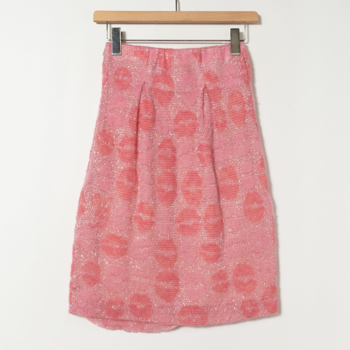 Verybrain ベリーブレイン タイトスカート サイズM ナイロン アクリル モヘア ポリエステル 裏地あり ピンク ラメ入り ニット 膝丈 派手 冬_画像10