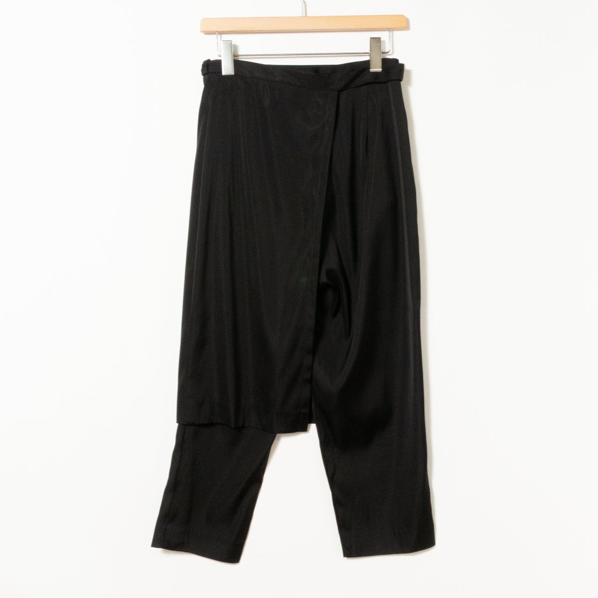 ELENDEEK エレンディーク レイヤードスカートパンツ ブラック 黒 サイズ2 レディース トリアセテート 光沢感 キレイめ モード 重ね着風_画像10