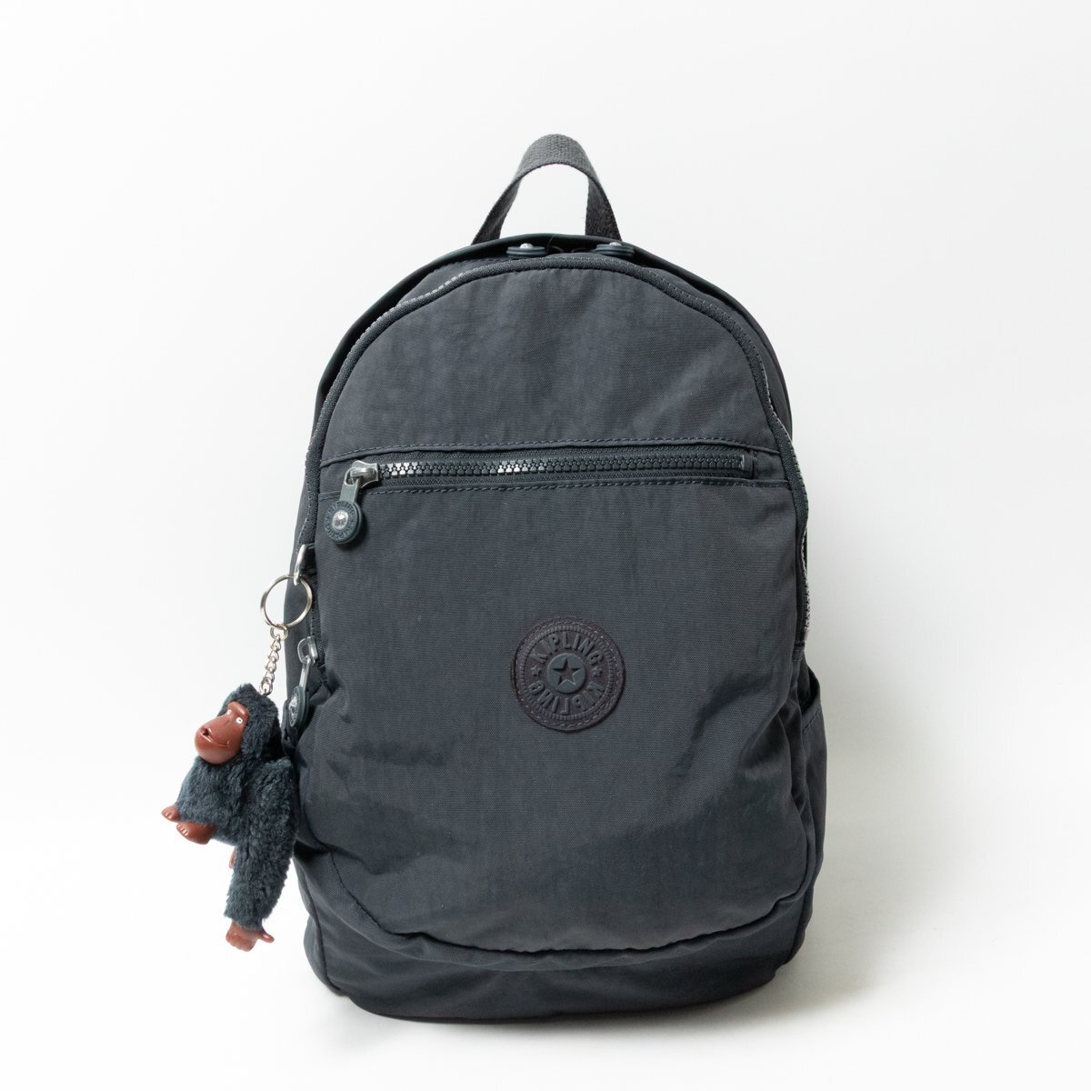 KIPLING キプリング バックパック デイバッグ リュックサック 鞄 ネイビー 紺 合成繊維 ゴリラチャーム ファスナー開閉式 レディース_画像1