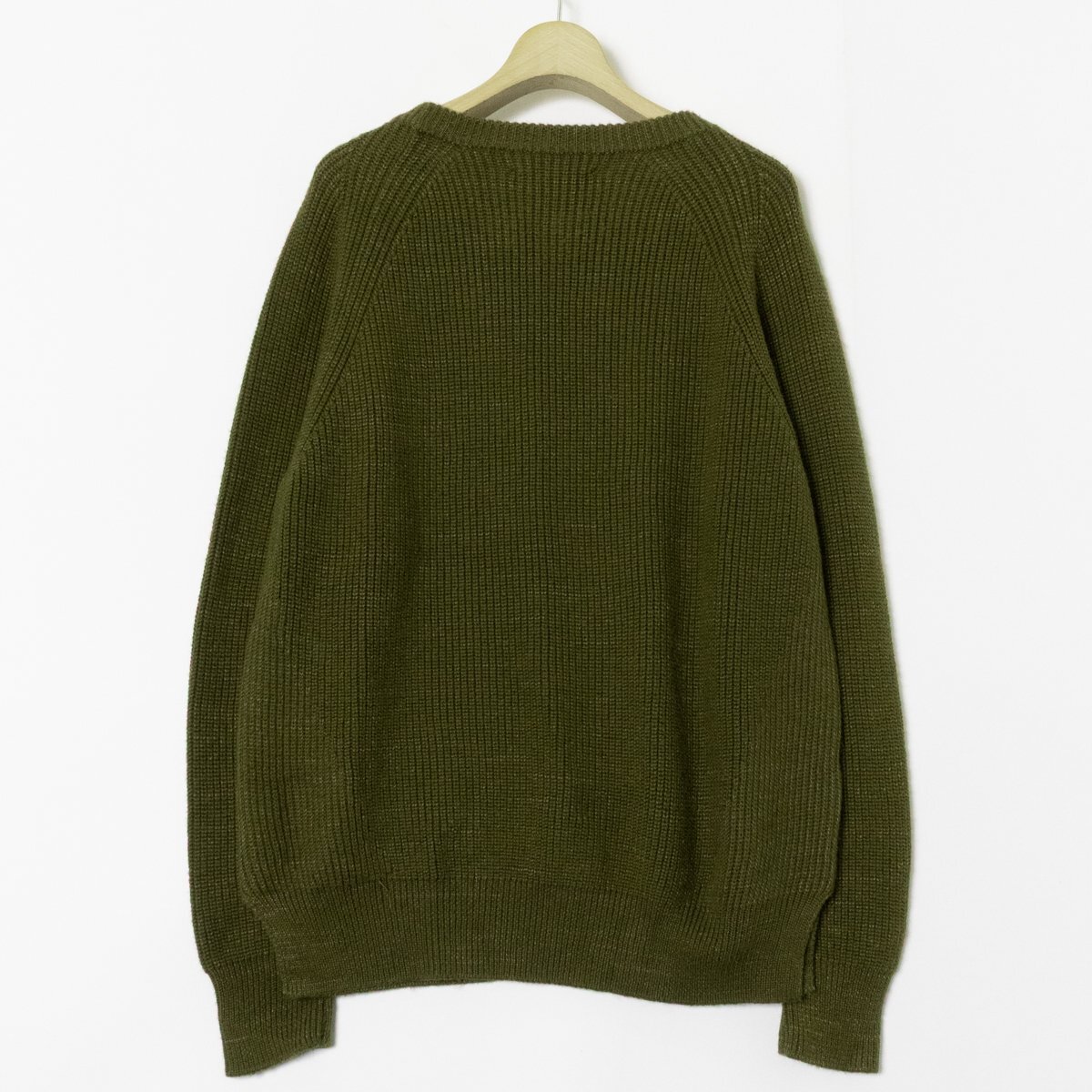 ADAM ET ROP アダムエロペ 長袖ニット Lサイズ GMM-1612-B コットン ウール混 トップス ダークグリーン シンプル 秋冬 レディース 日本製_画像10