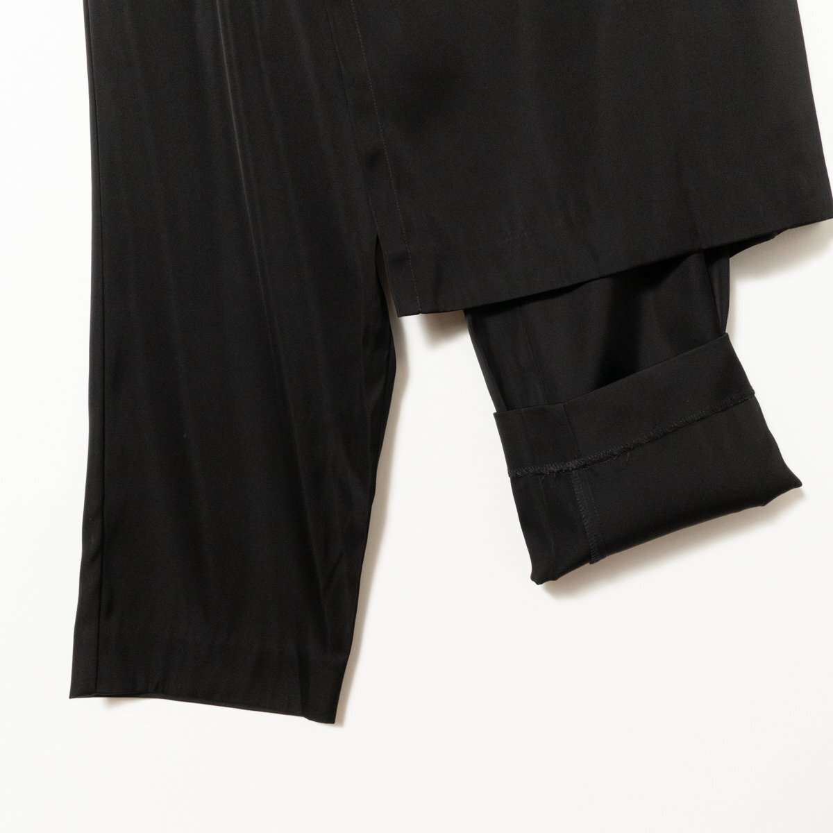 ELENDEEK エレンディーク レイヤードスカートパンツ ブラック 黒 サイズ2 レディース トリアセテート 光沢感 キレイめ モード 重ね着風_画像9