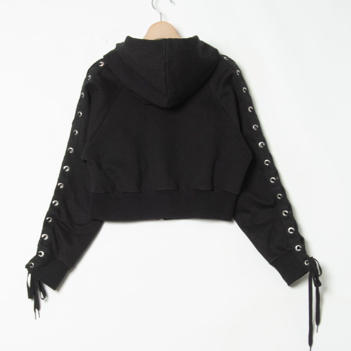 【1円スタート】LIMI feu リミフゥ スウェットパーカー ジップショートアウター 00' レディース Yohji Yamamoto ブラック黒 ヨウジヤマモト_画像2