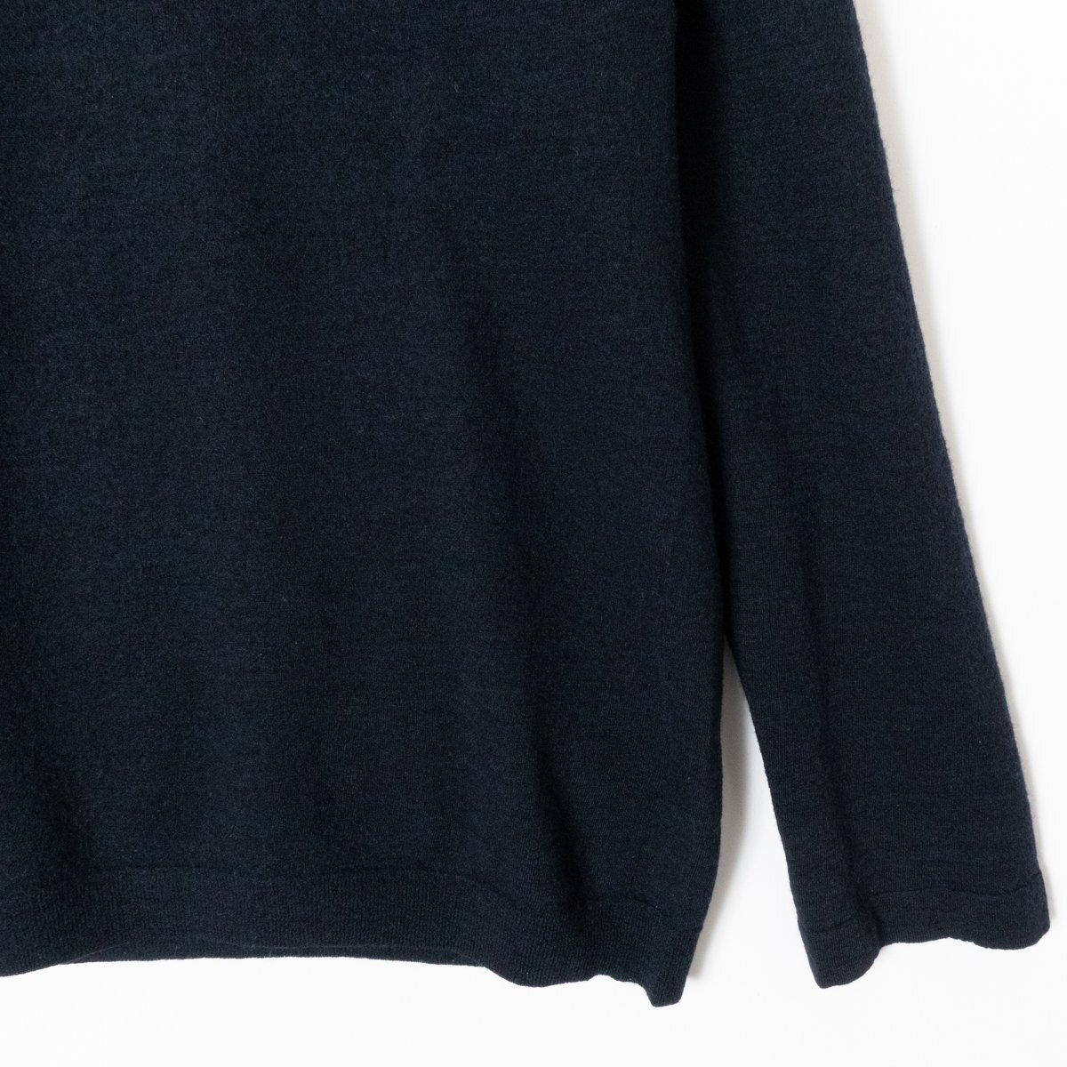 【1円スタート】45rpm フォーティファイブ・アール モックネックニット 長袖セーター ネイビー 無地 毛100% ウール メンズ 秋冬 ボタン付_画像6