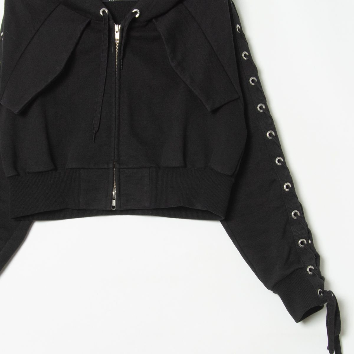 【1円スタート】LIMI feu リミフゥ スウェットパーカー ジップショートアウター 00' レディース Yohji Yamamoto ブラック黒 ヨウジヤマモト_画像5