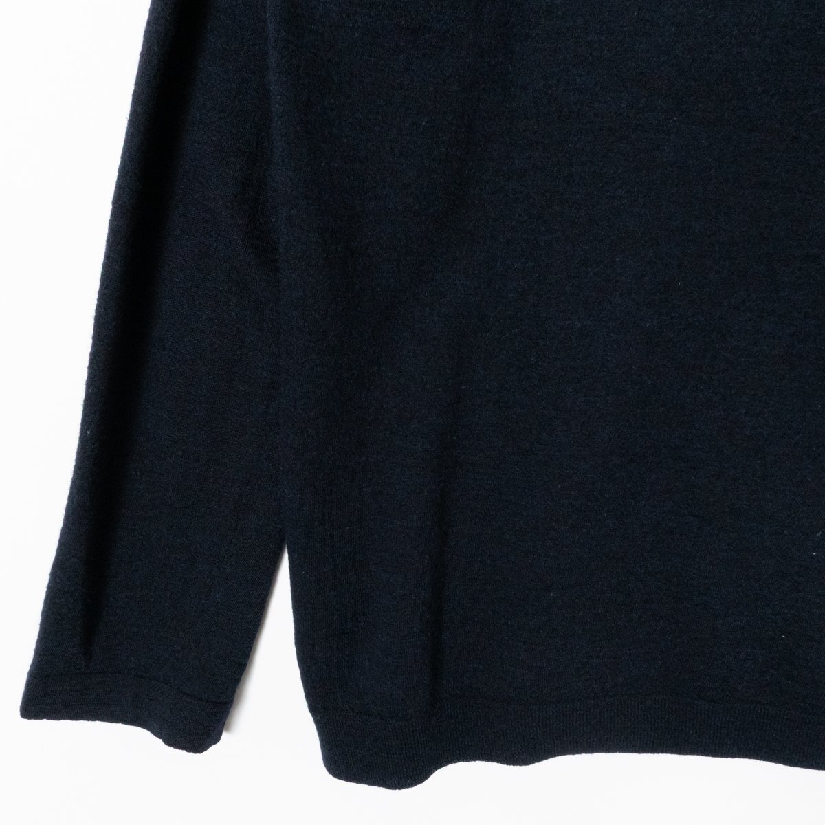 【1円スタート】45rpm フォーティファイブ・アール モックネックニット 長袖セーター ネイビー 無地 毛100% ウール メンズ 秋冬 ボタン付_画像8