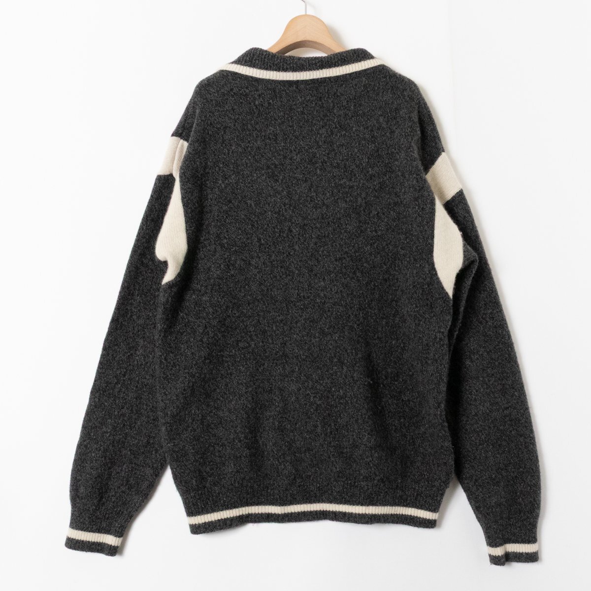 RELUME CALIFORNIA ジャーナルスタンダード 襟付き オープンカラー ニット セーター Lサイズ ウール ナイロン メンズ 紳士 トップス グレー_画像10