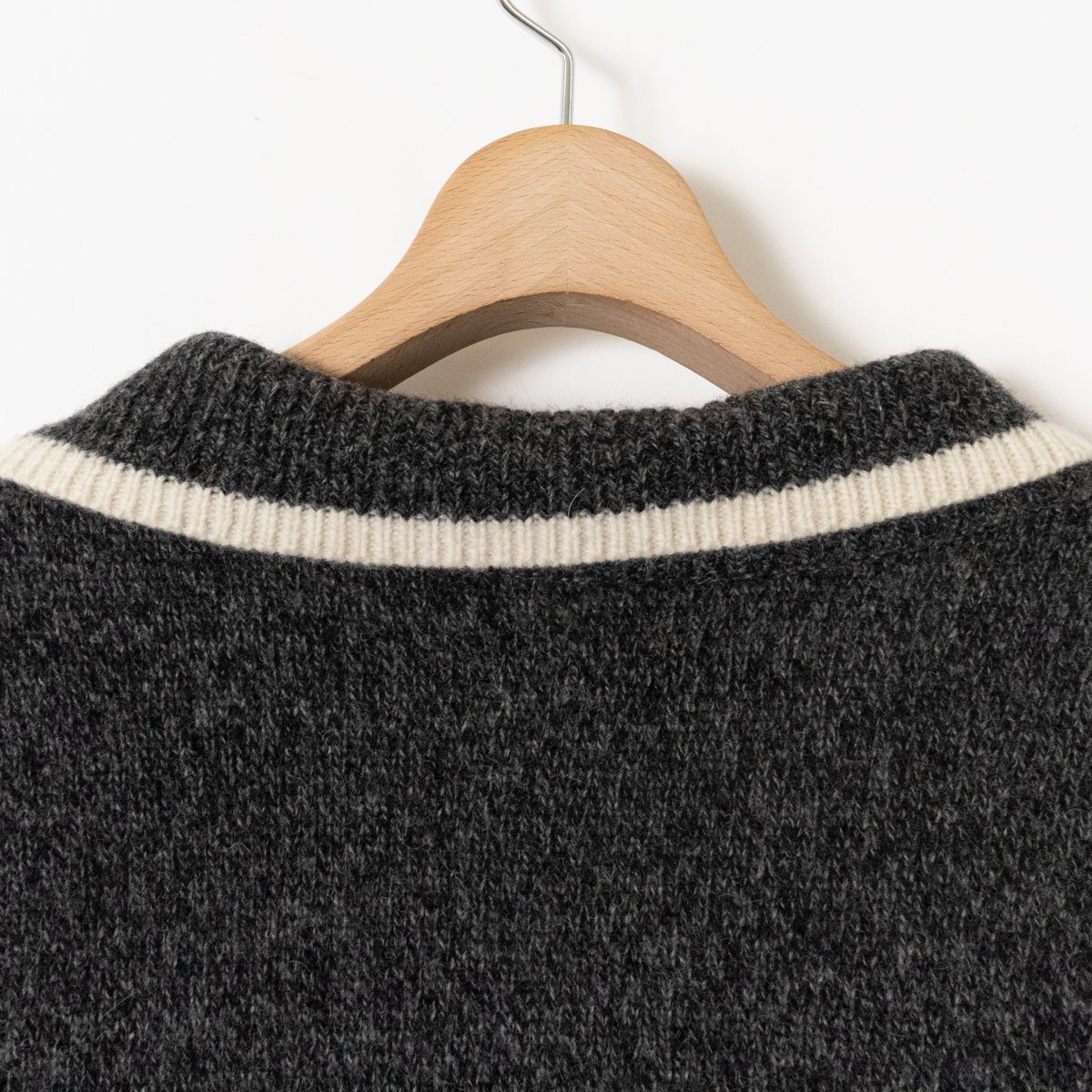 RELUME CALIFORNIA ジャーナルスタンダード 襟付き オープンカラー ニット セーター Lサイズ ウール ナイロン メンズ 紳士 トップス グレー_画像9