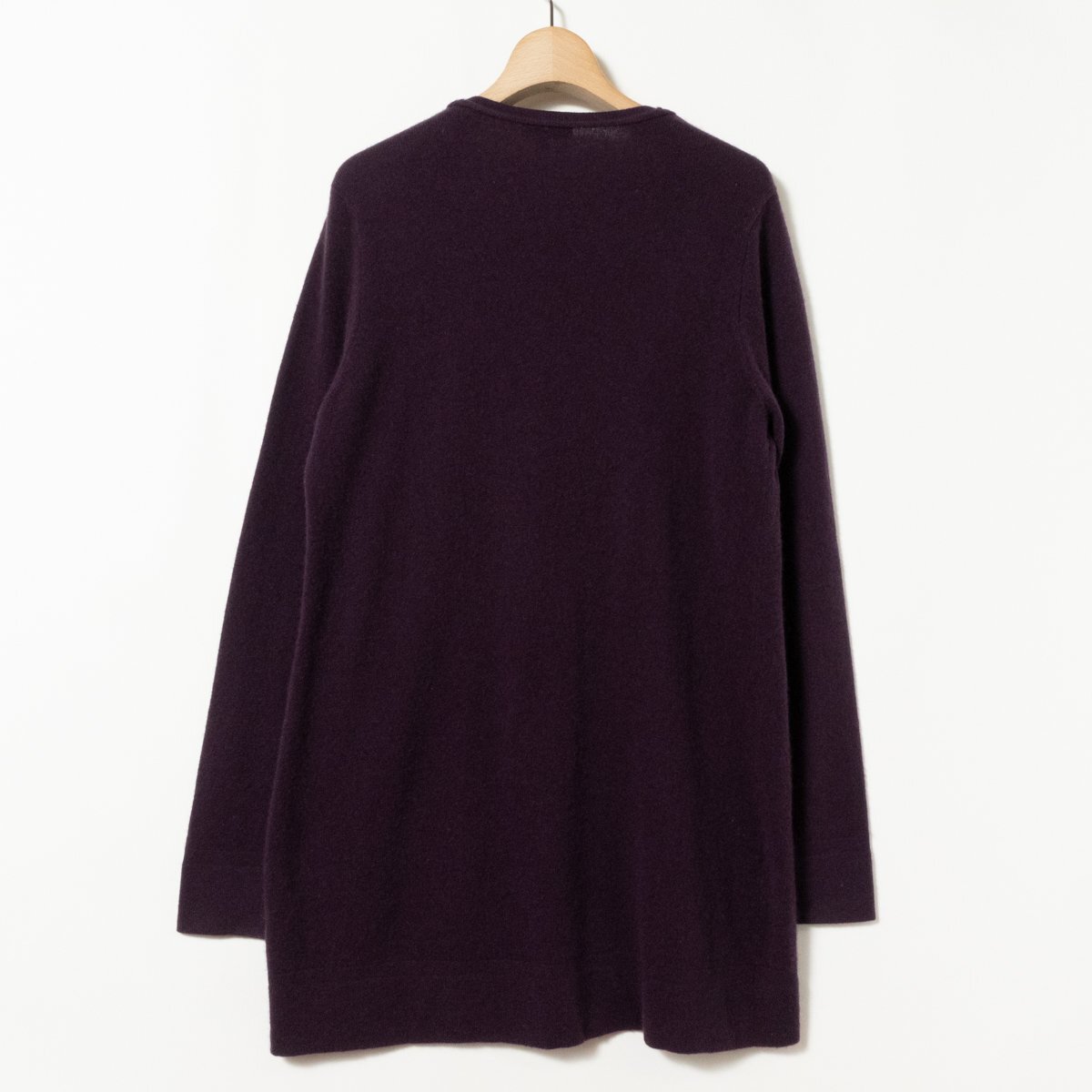 Harrods ハロッズ レディース 長袖 カーディガン Vネック サイズL カシミヤ100％ 紫 パープル 丈長め 無地 シンプル カジュアル デイリー_画像6