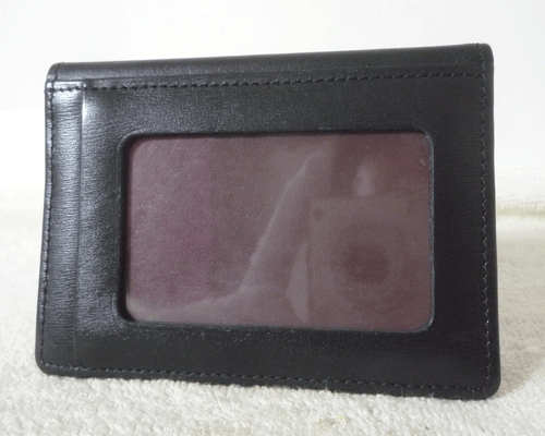 良品 プレリーギンザ PRAIRIE GINZA レザー 本革 ヴェネチアンレザー ブラック 黒 定期入れ 名刺入れ 二つ折り パスケース_画像2