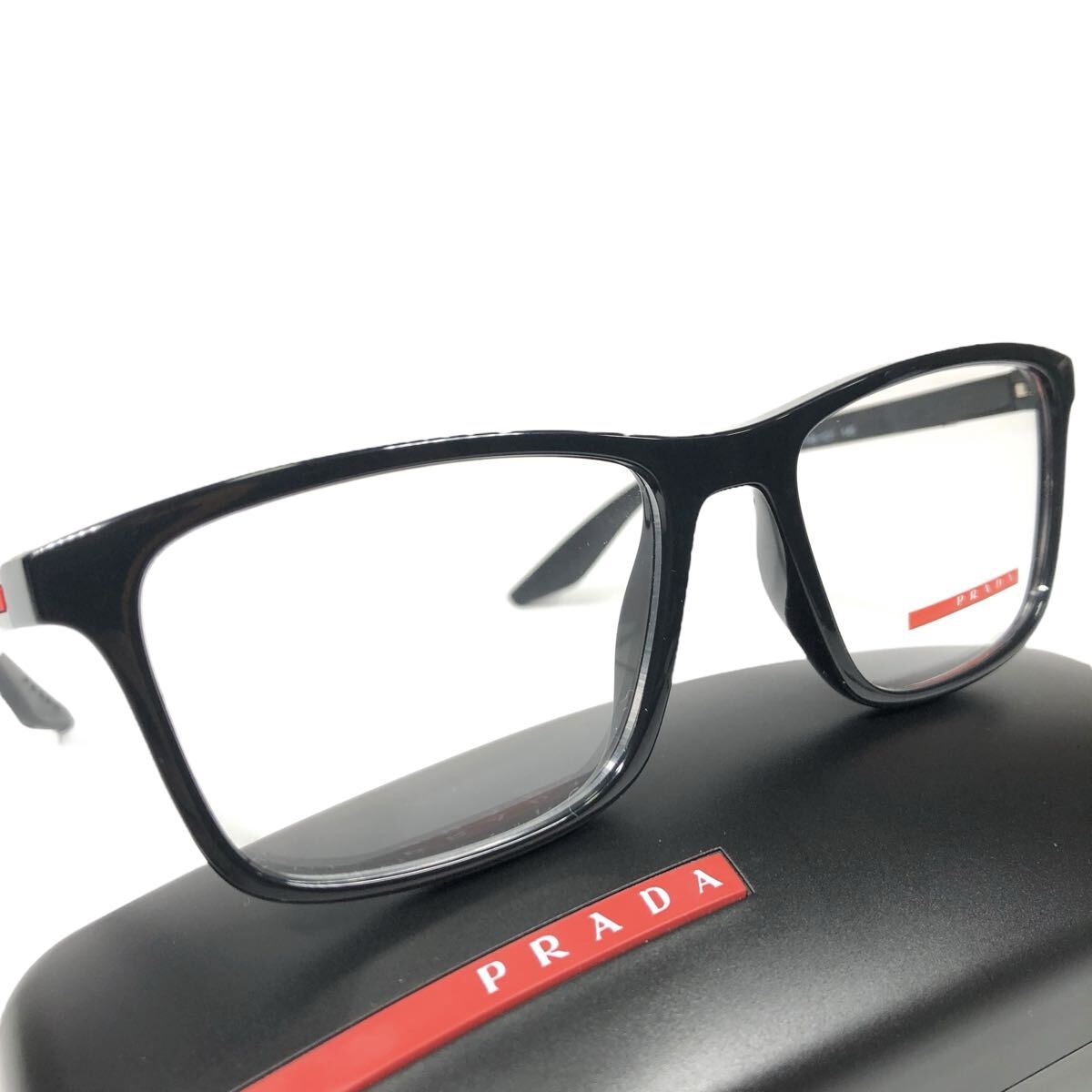 未使用品【プラダ】本物 PRADA 伊達眼鏡 ロゴテンプル VPS01Q サングラス メガネ めがね 黒色系 メンズ レディース 伊製 クロス ケース 箱_画像10