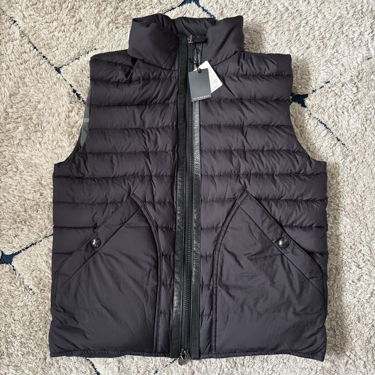 タグ付き◆希少！BURBERRY LONDON バーバリーロンドン ニットジャケット ライナー ダウンベスト 牛革 メンズ ジャケット ウール ジップ 42_画像7