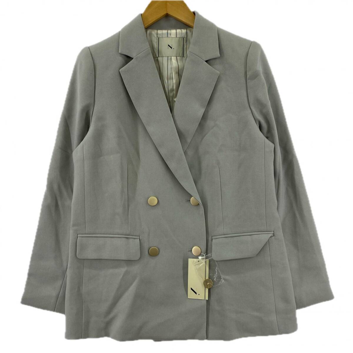 美品 N.Natural Beauty Basic エヌナチュラルビューティベーシック タグ付き ダブルボタン テーラードジャケット sizeM/グレー_画像1
