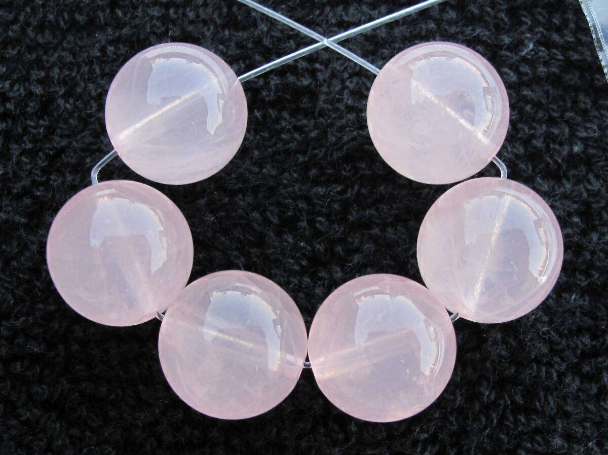 自然光撮影★天然石&ローズクォーツ・マダガスカル産▲丸玉！10mm!6粒!!!!!!_画像1
