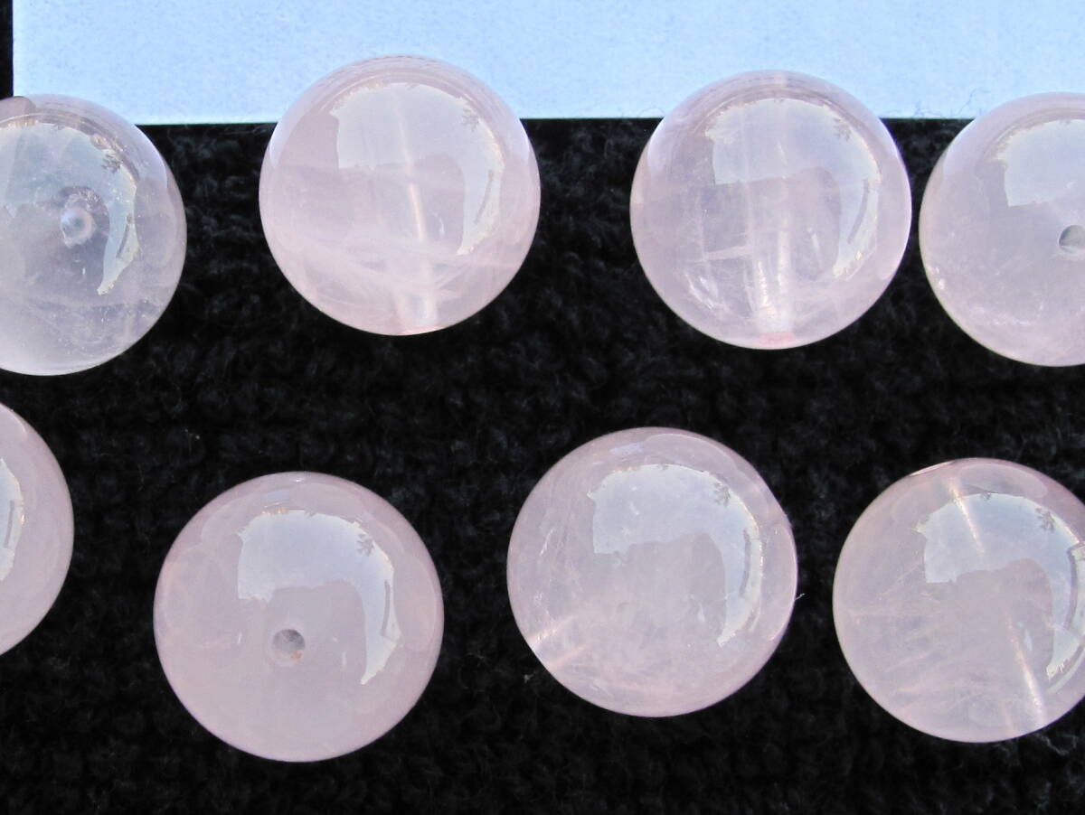 自然光撮影★天然石&ローズクォーツ・マダガスカル産▲丸玉！10.5mm!15粒!!!!!!_画像3