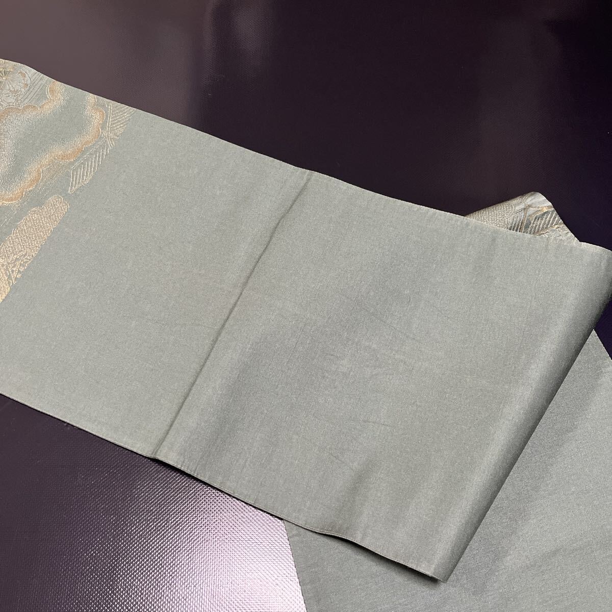 京袋帯☆金糸刺繍 時代風景画 和柄 渋め系☆送料無料_画像9