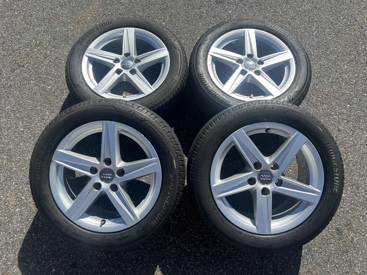 259-178-2 アウディ 純正 ホイール 16インチ 7.0Jx16H2 ET48 PCD112/5H ブリヂストン TURANZA 205/55R16 夏タイヤ ラジアルタイヤ_画像1