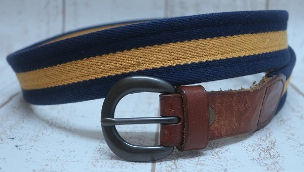 6-7079A/Ralph Lauren RUGBY レザーキャンバスベルト ラルフローレン ラグビー _画像1
