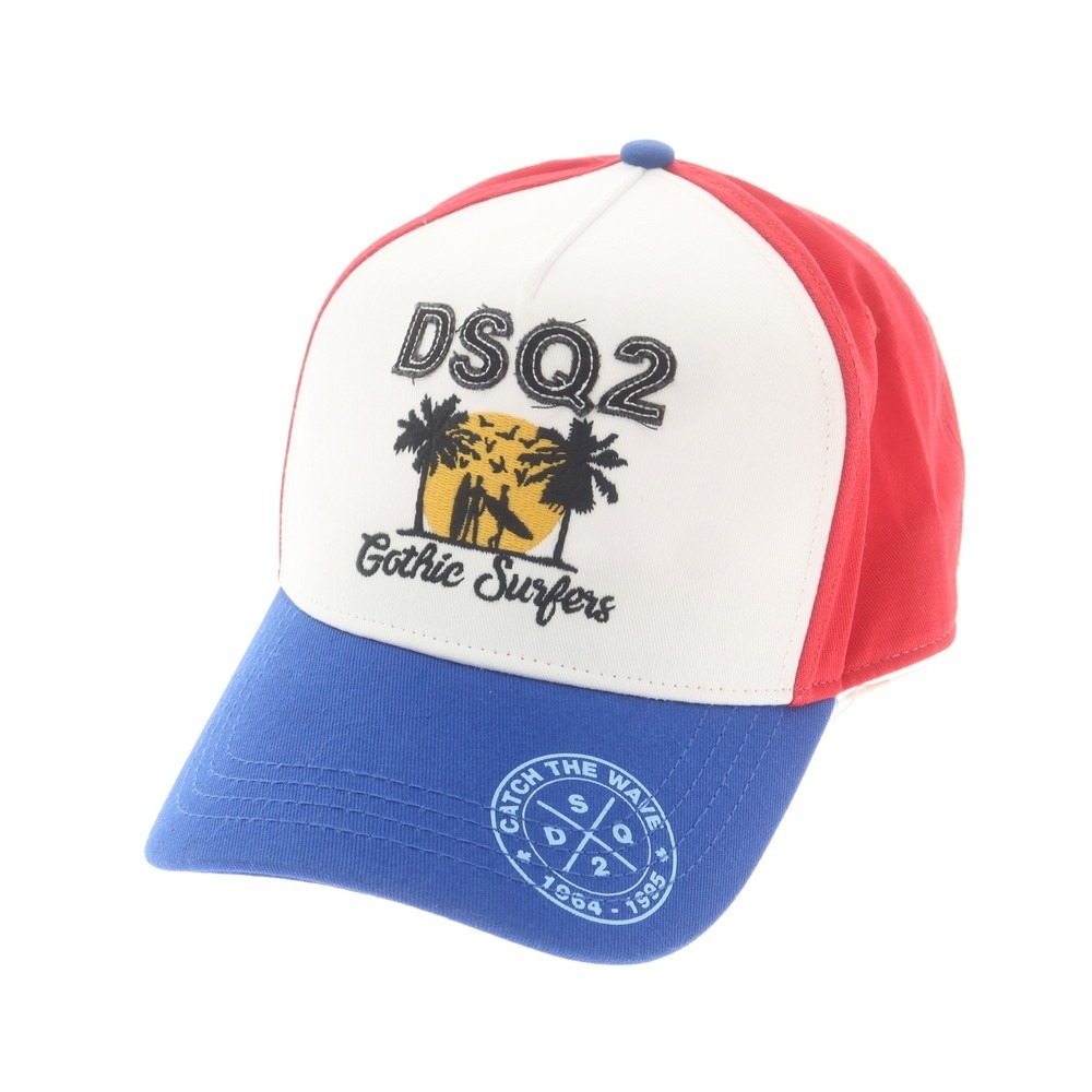 【新品】ディースクエアード DSQUARED2 コットン ベースボールキャップ レッドxホワイト【UNI】_画像1