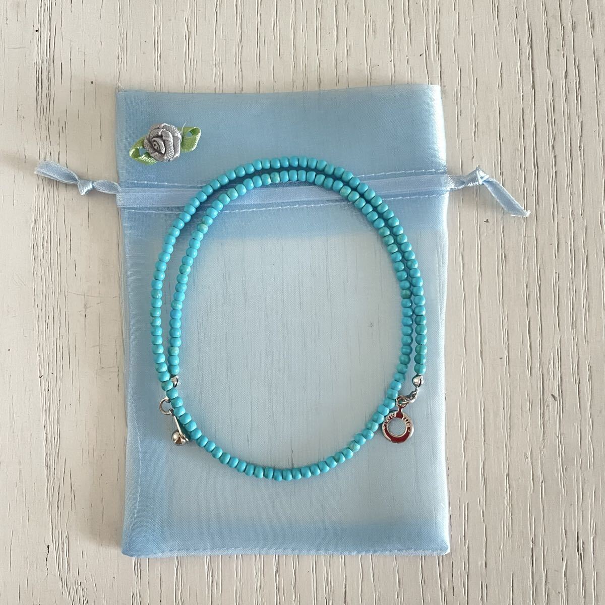 ターコイズブルーネックレス☆小粒_画像6