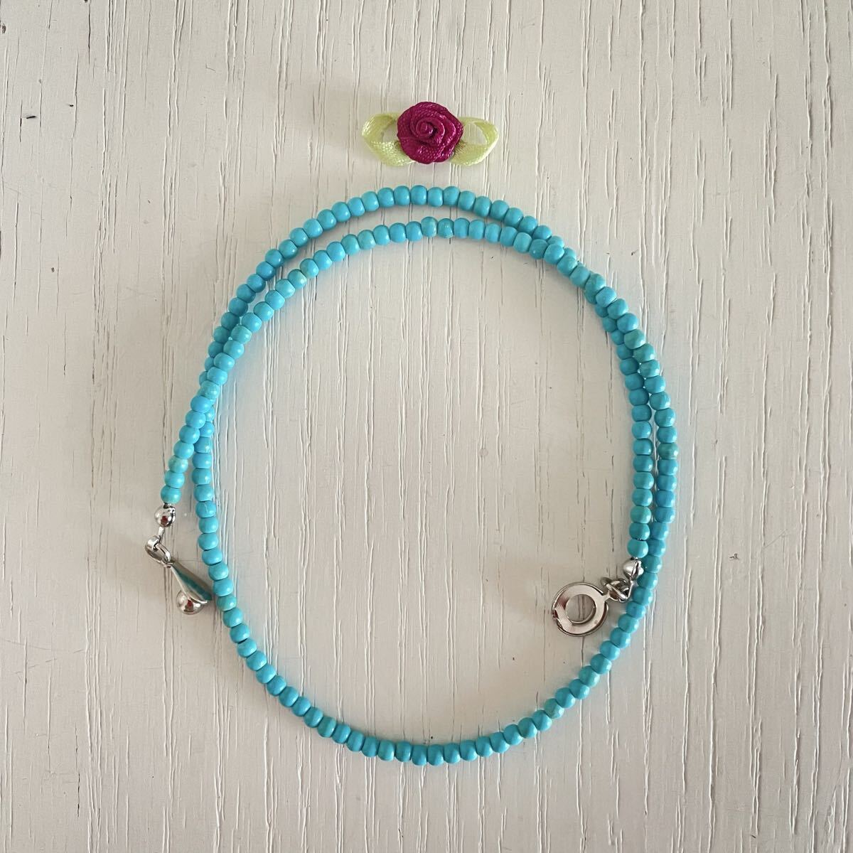 ターコイズブルーネックレス☆小粒_画像7