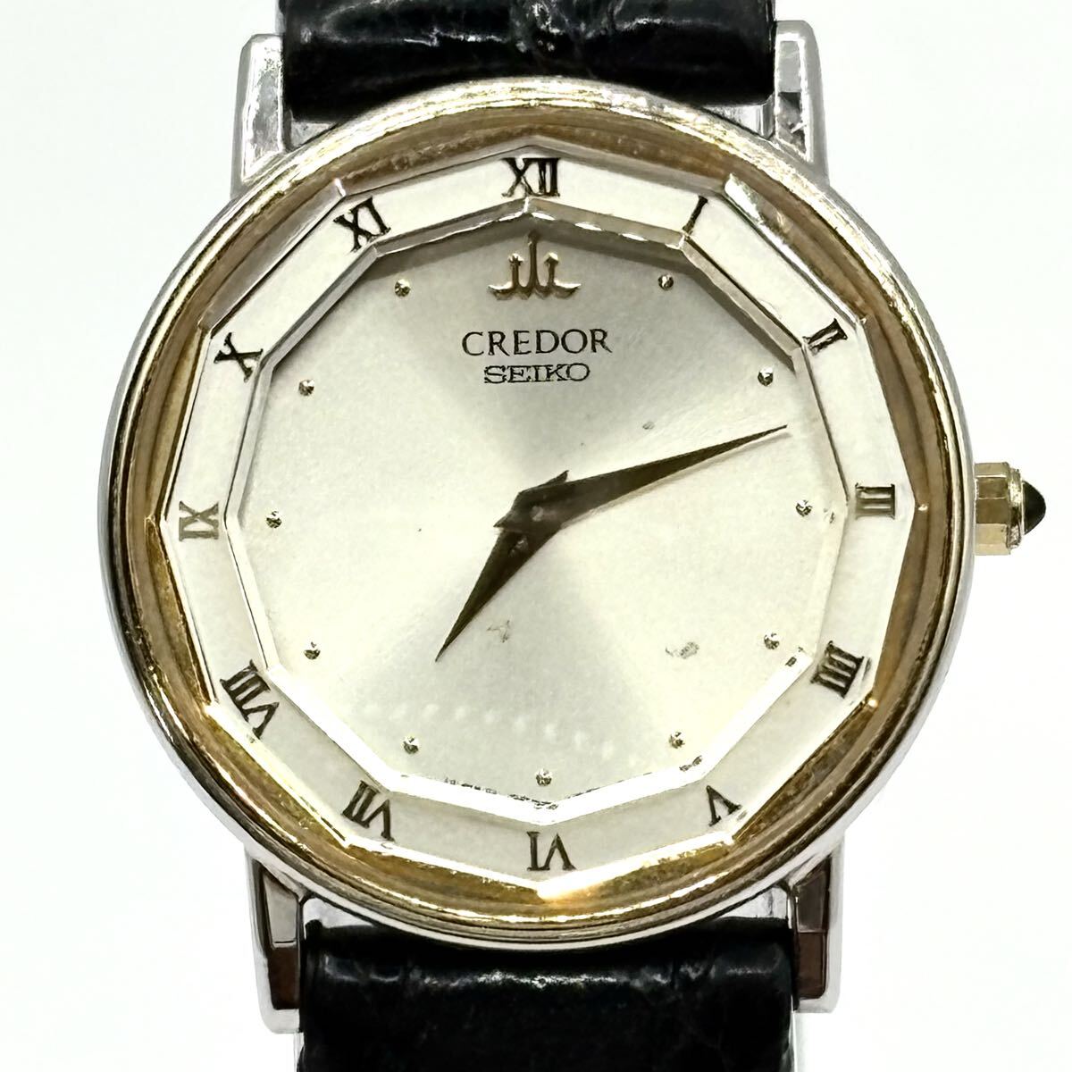 【稼働/新品電池】SEIKO セイコー CREDOR クレドール 18KT 2F70-0301 クオーツ ラウンド SS 腕時計_画像2