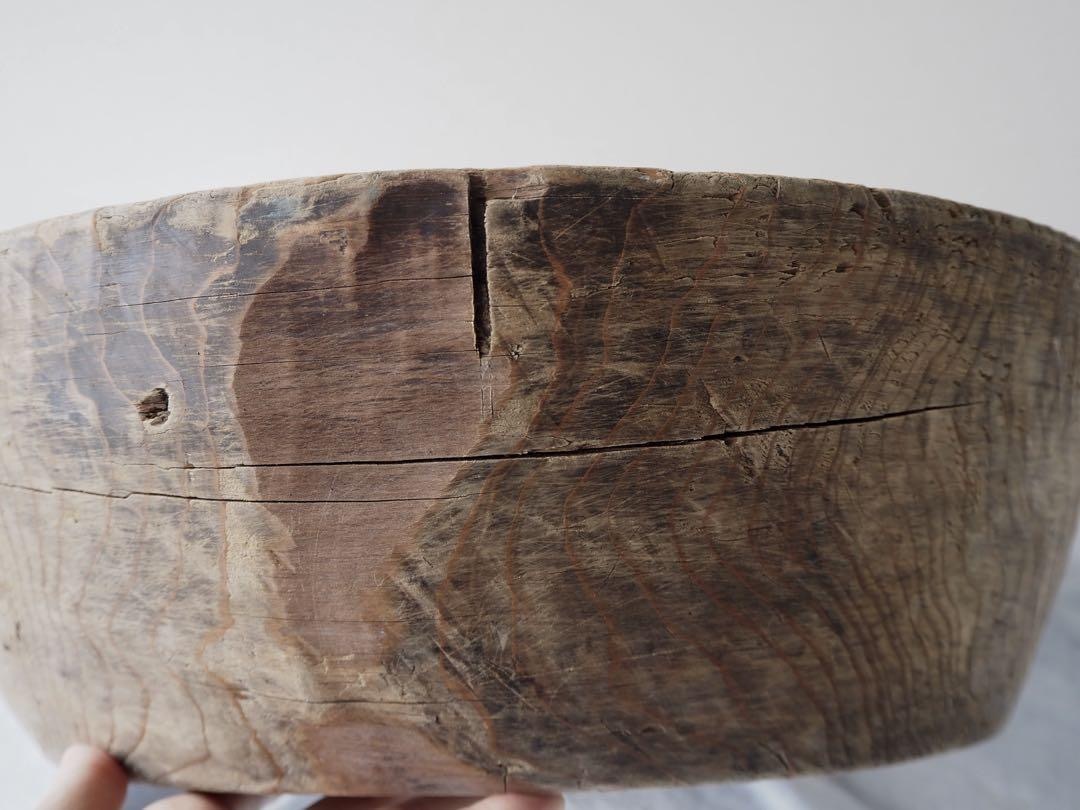 【OAN】こね鉢 木製 骨董 古美術 古道具 古民藝 古玩 店舗什器 昭和レトロ アンティーク プリミティブ インテリア 捏鉢 収納 オブジェ_画像9