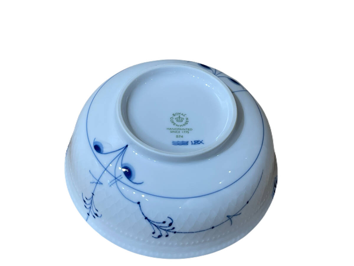 (GA2662)【未使用】ROYAL COPENHAGEN ロイヤルコペンハーゲン ブルーパルメッテ ライスボウル 15cm ペアセット 食器 2点 ホワイト系_画像5